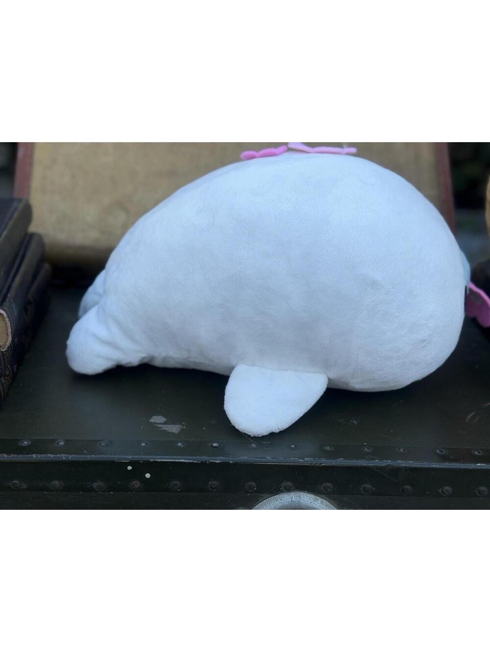 🌸🐳 White Whale Plush Pink Flowers Kawaii Stuffed Animal Pillow 16” 2018 🐳🌸 - Picture 4 of 10